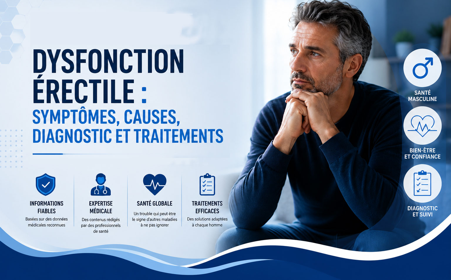 Dysfonction érectile : symptômes, causes, diagnostic et traitements